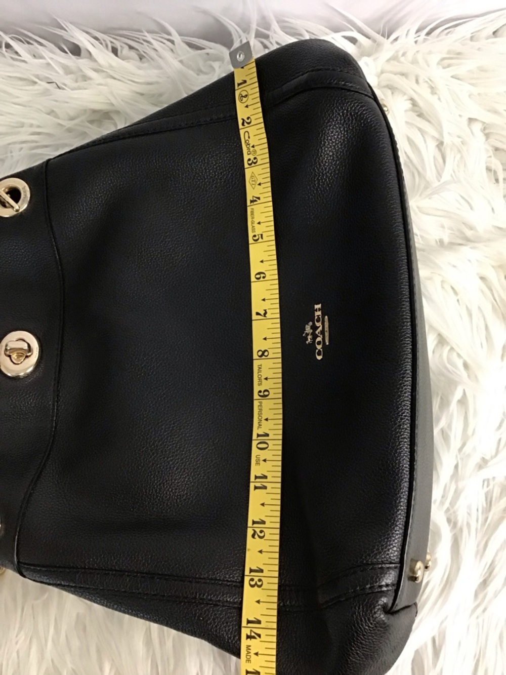 Coach 36855 Edie Turnlock Black Pebble Leather Shoulder Bag - Picture 6 of 15